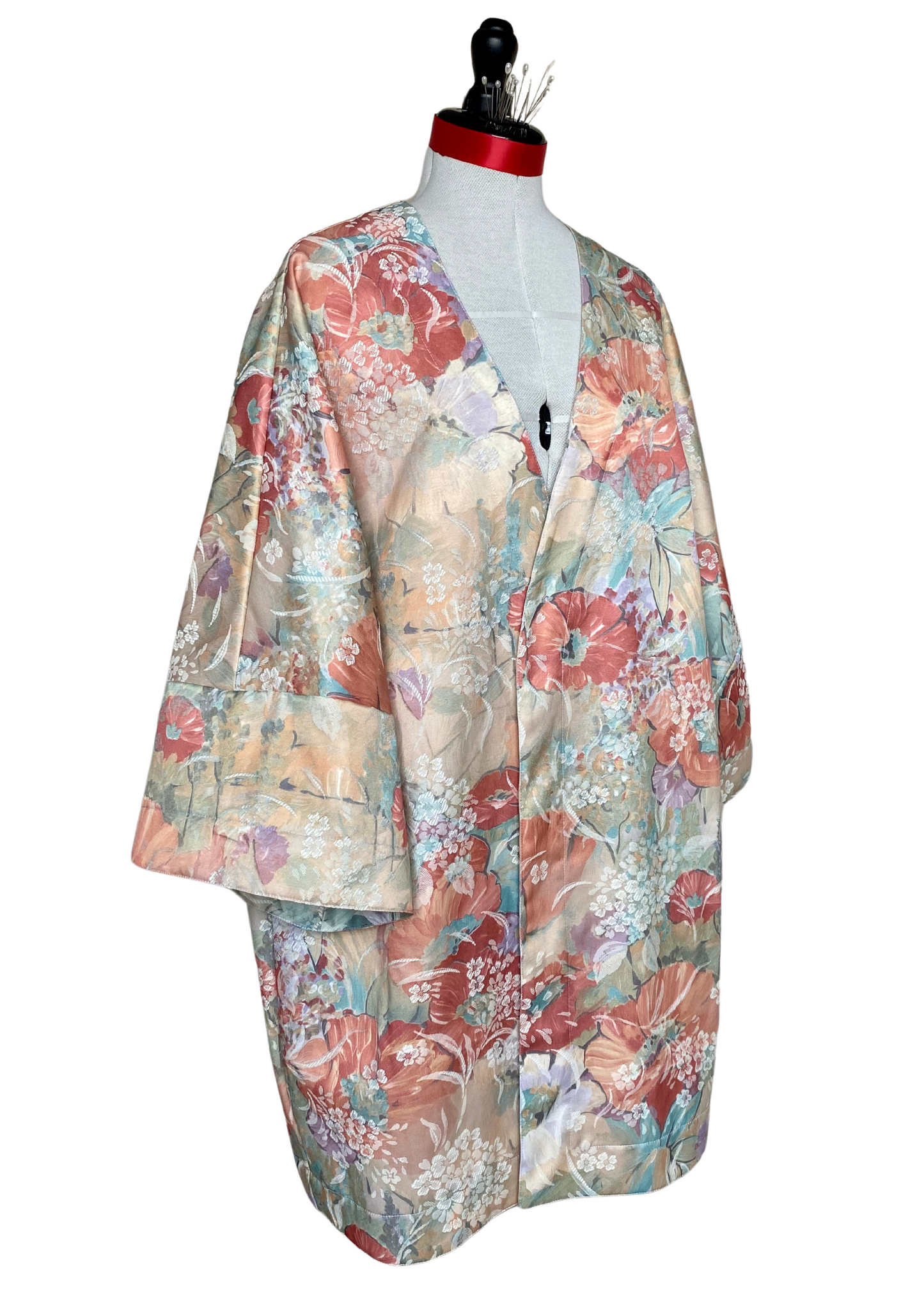 Kimono Damascena - Fleuri Beige Orangé - Taille unique