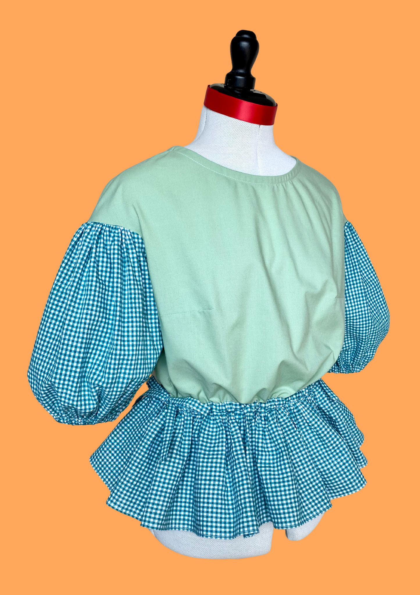 Blouse Lilial - Vichy vert et popeline verte - Taille 1