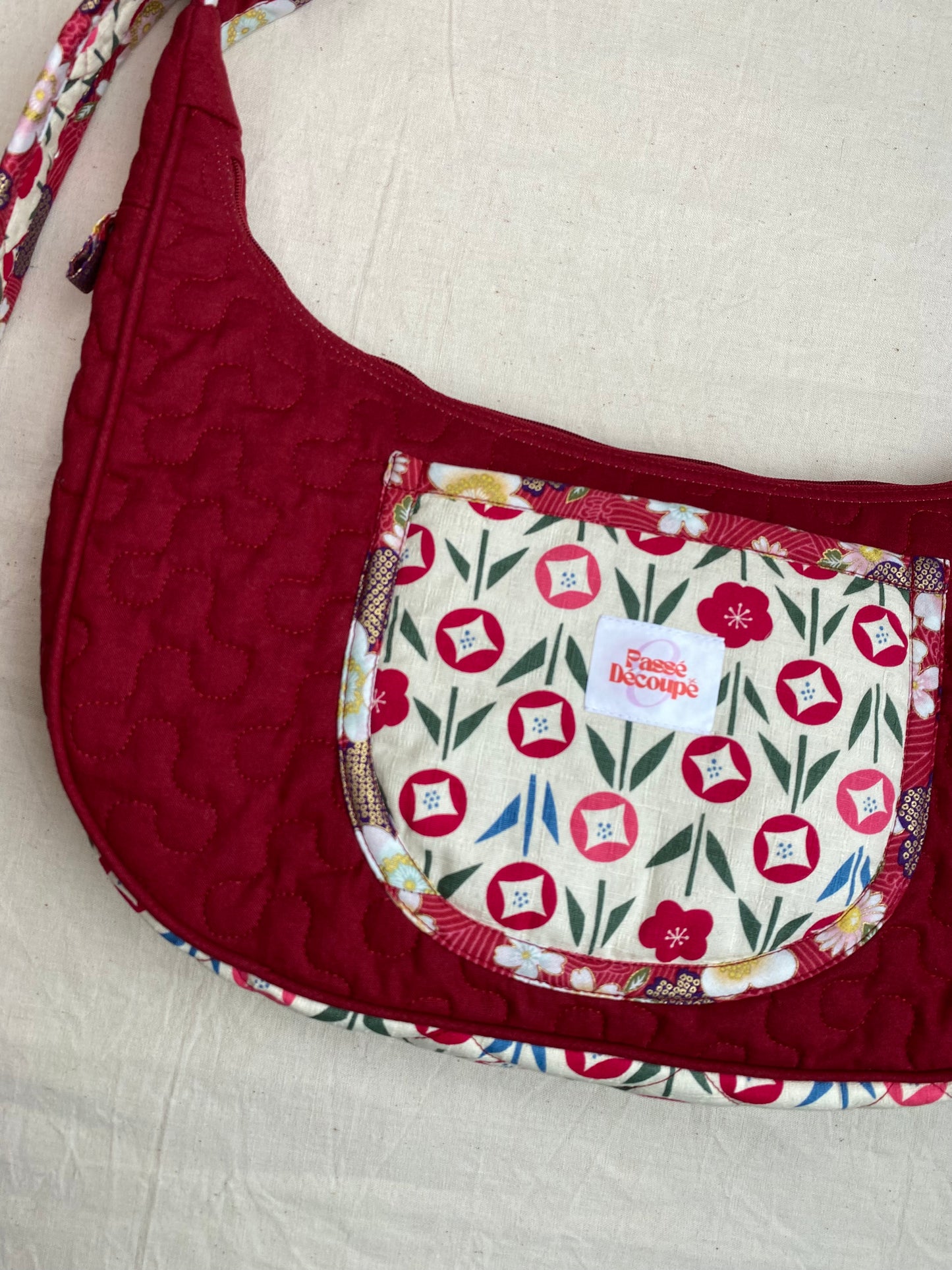 Sac Orris - Motifs japonais et tissu rouge