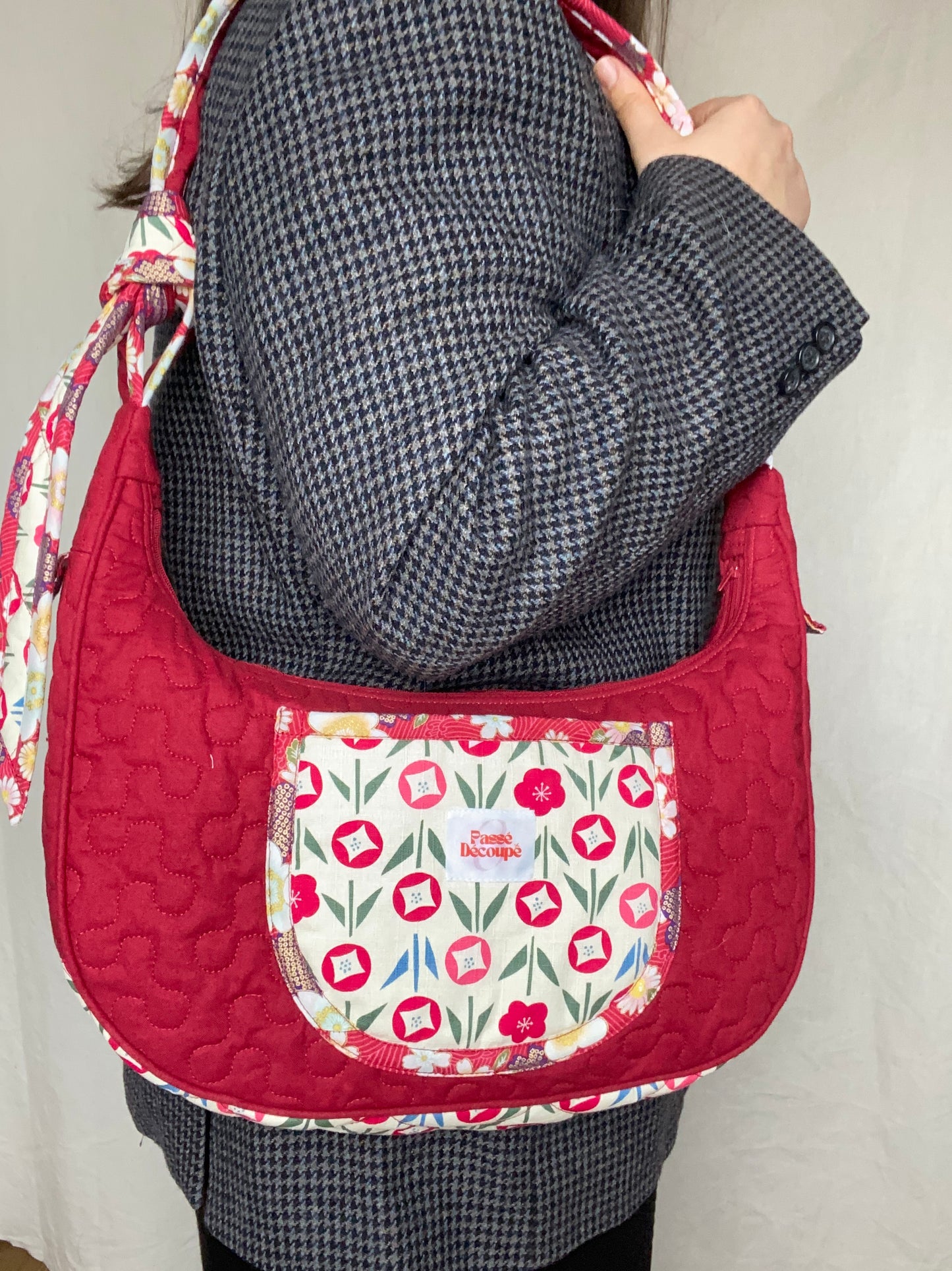 Sac Orris - Motifs japonais et tissu rouge