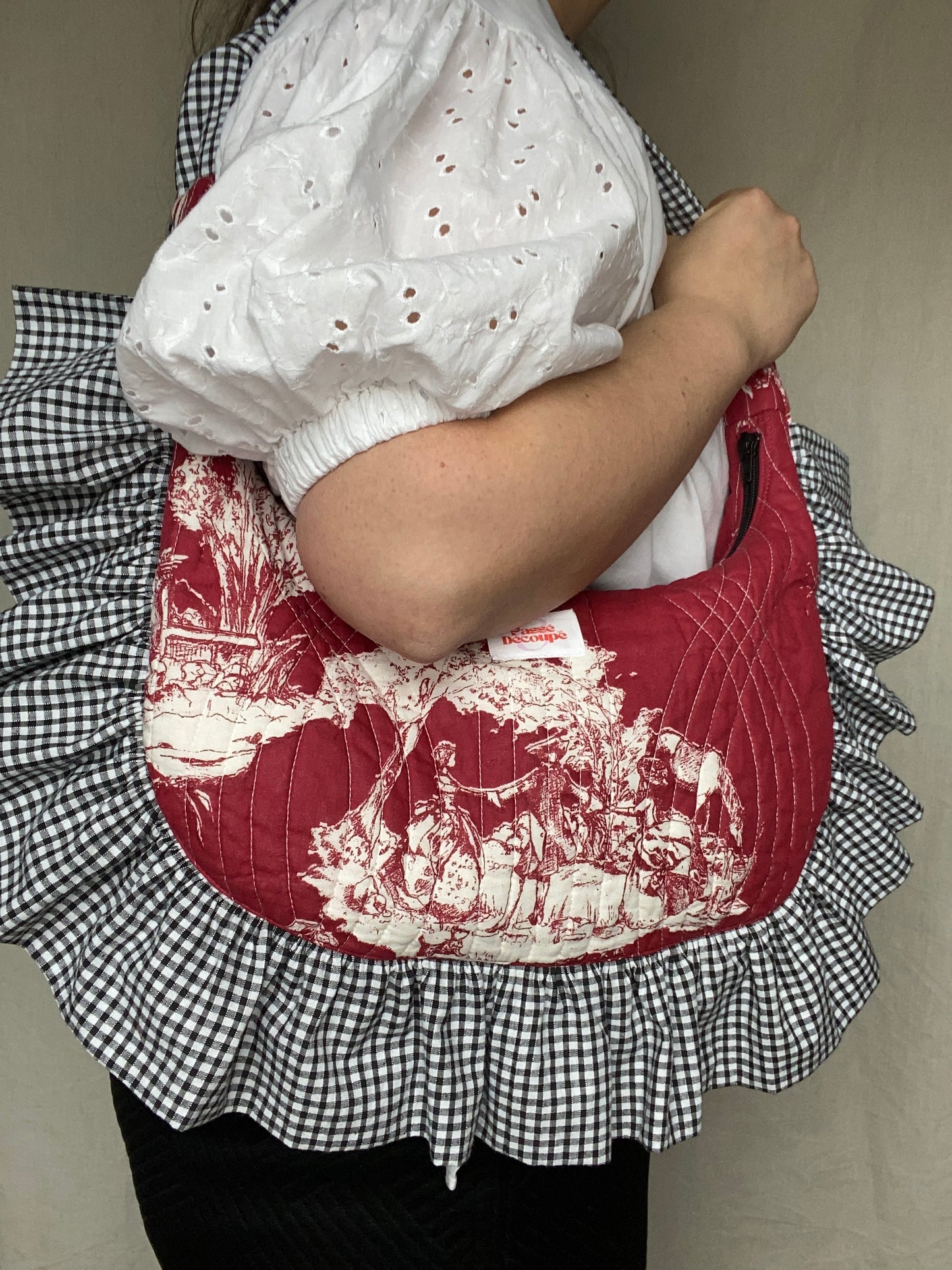 Sac Orris - Toile de Jouy rouge et vichy noir