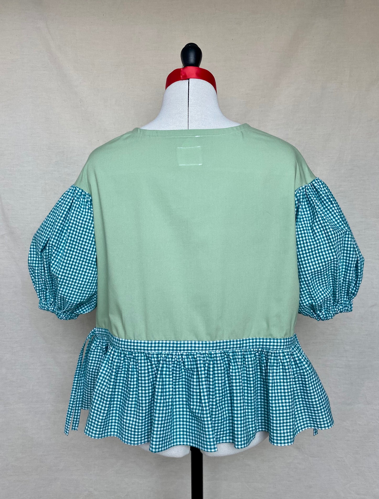 Blouse Lilial - Vichy vert et popeline verte - Taille 1