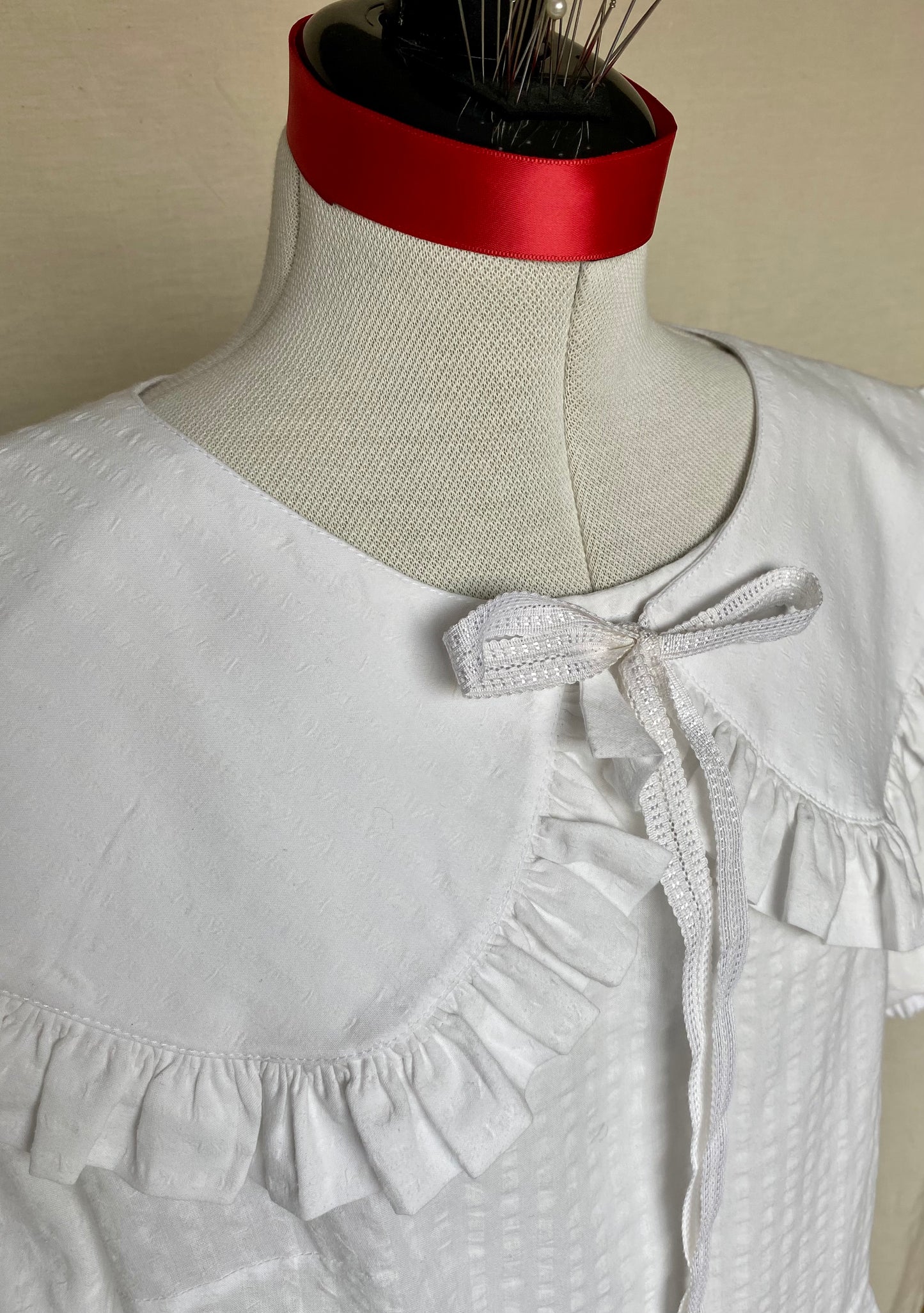 Col Osmanthus - Uni blanc avec volant froncé - Taille unique