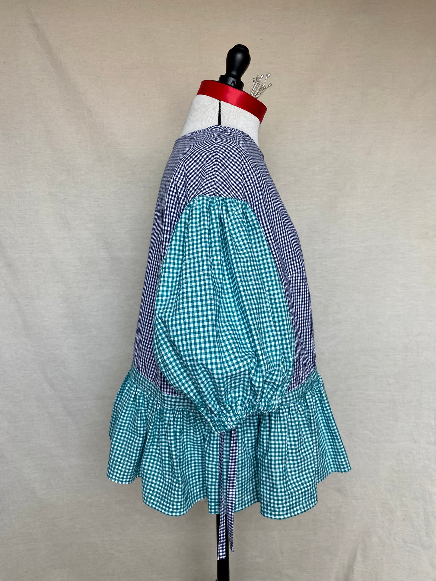 Blouse Lilial - Vichy vert et vichy bleu marine - Taille 2