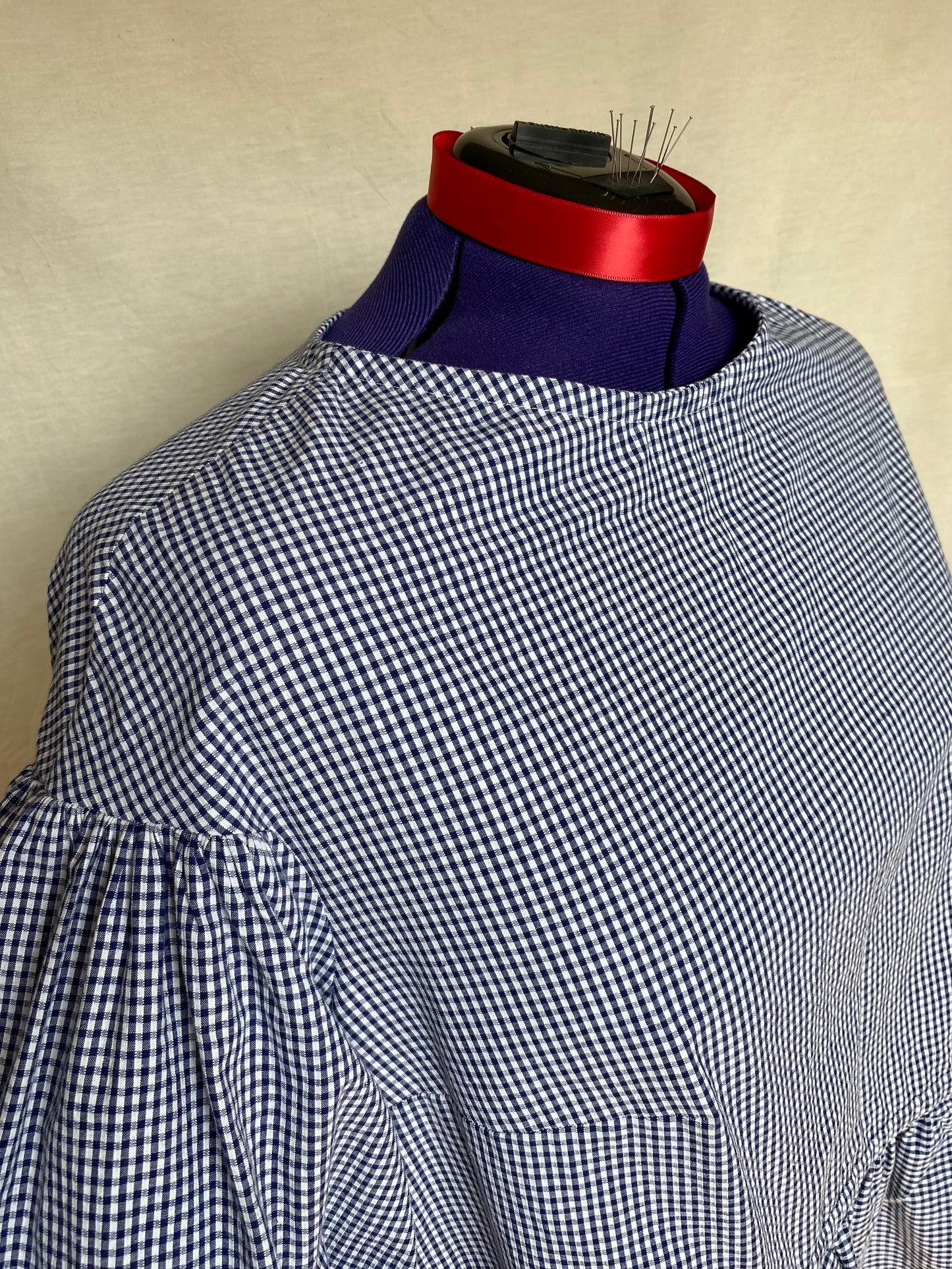 Blouse Lilial - Vichy bleu marine - Taille 4