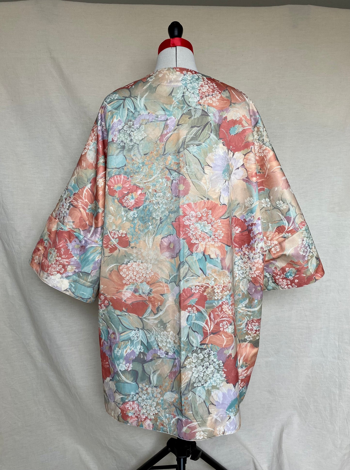 Kimono Damascena - Fleuri Beige Orangé - Taille unique