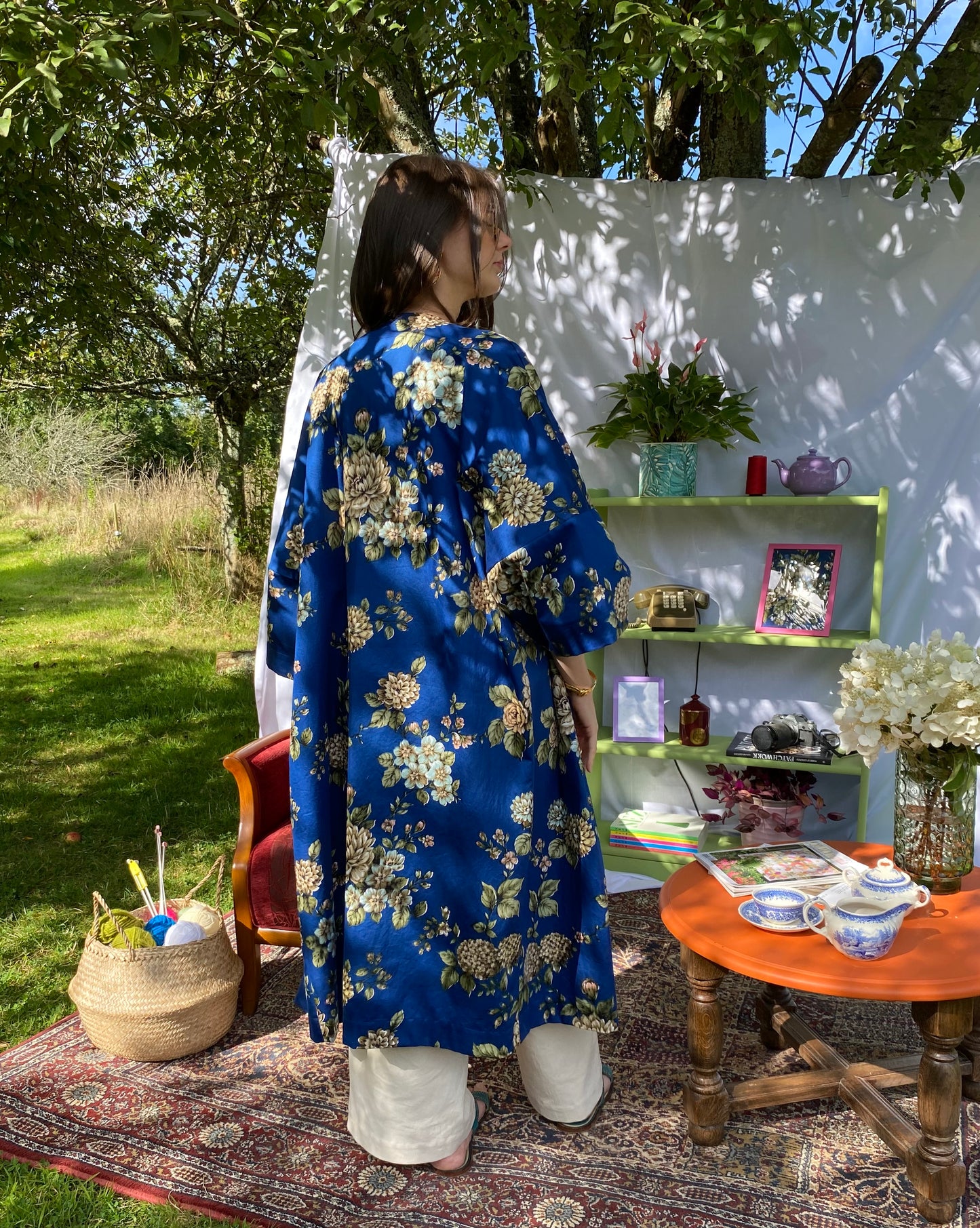 Kimono Centifolia - Fleuri bleu roi - Taille unique