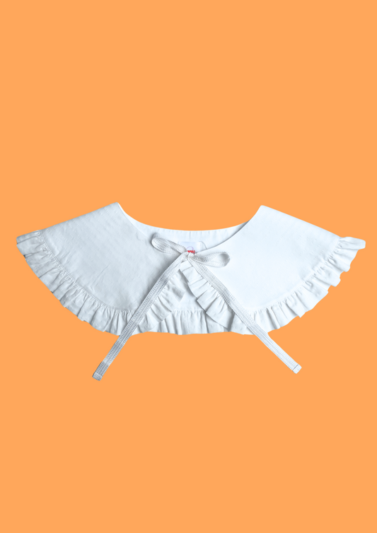 Col Osmanthus - Uni blanc avec volant froncé - Taille unique