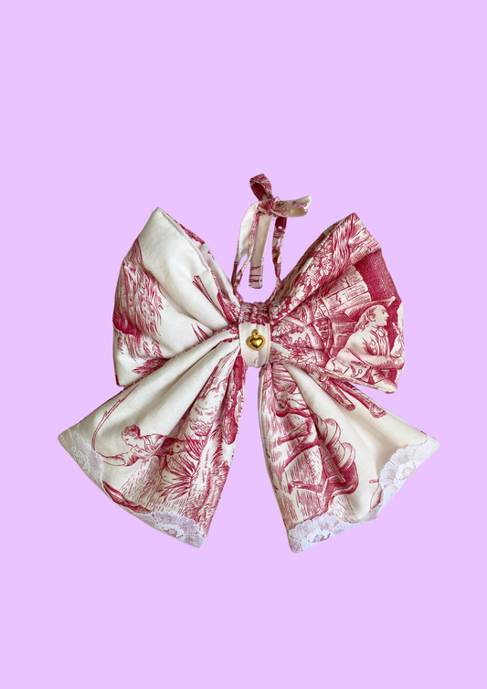 Noeud - Toile de Jouy rouge et blanche