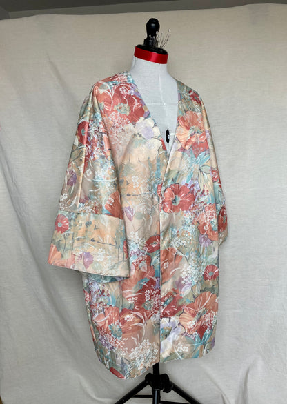 Kimono Damascena - Fleuri Beige Orangé - Taille unique